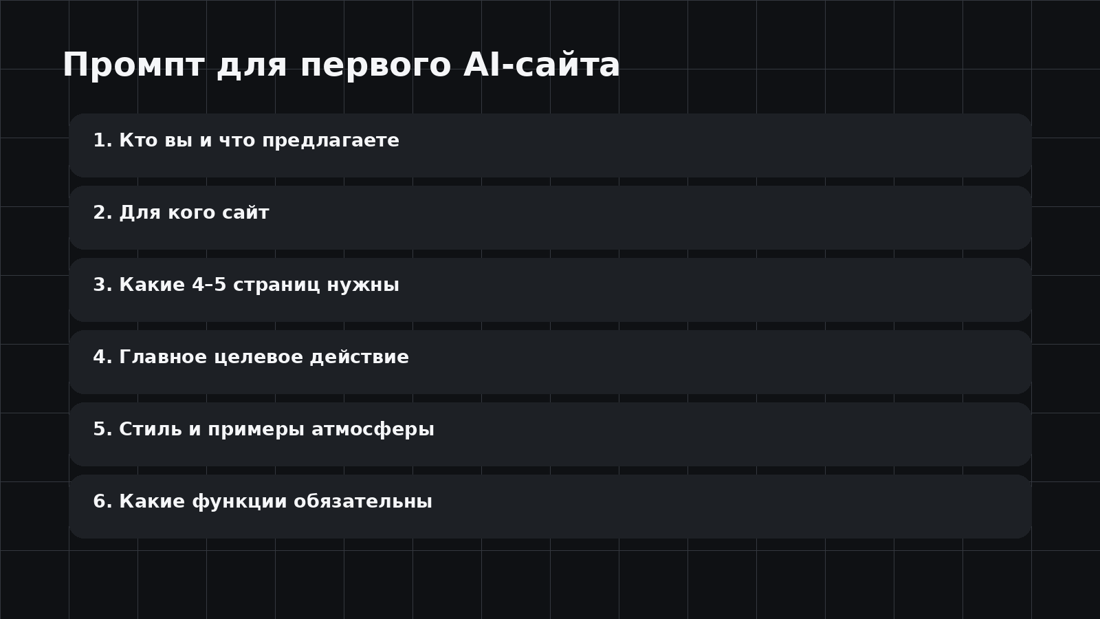 Промпт для создания сайта с помощью ИИ