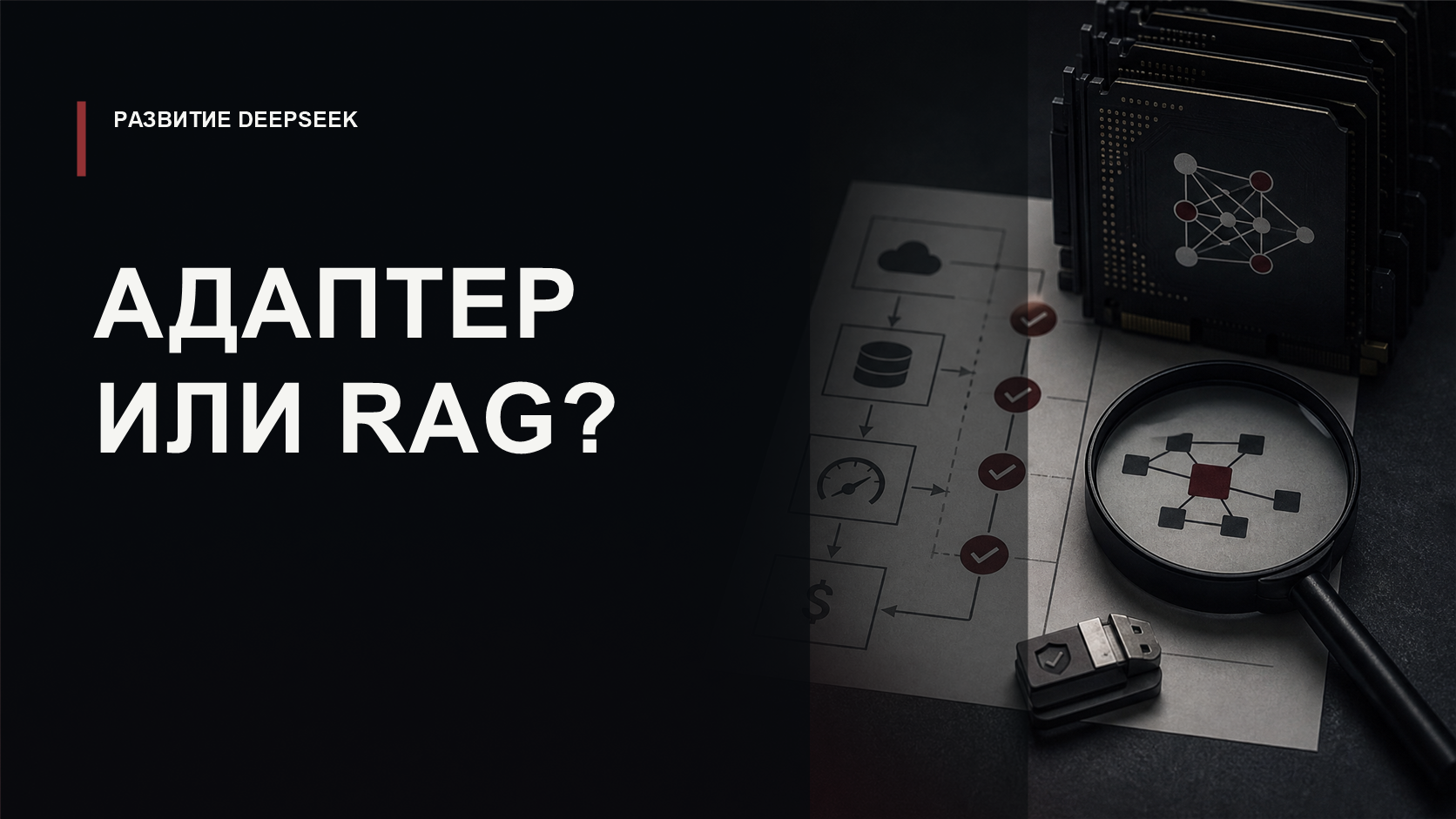 Обложка статьи о выборе между LoRA-адаптерами и RAG для DeepSeek-V4-Flash