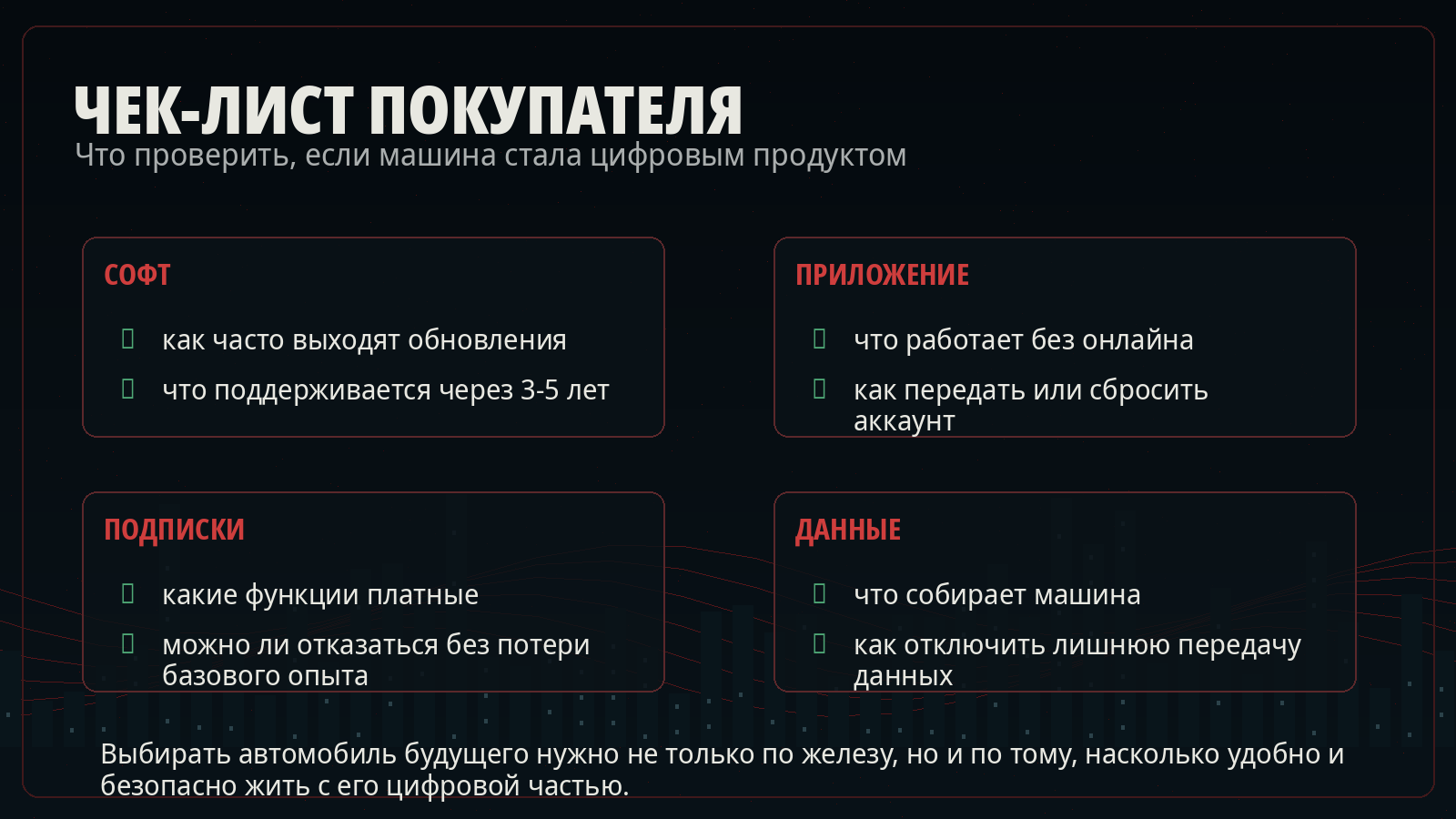 Чек-лист покупателя цифрового автомобиля