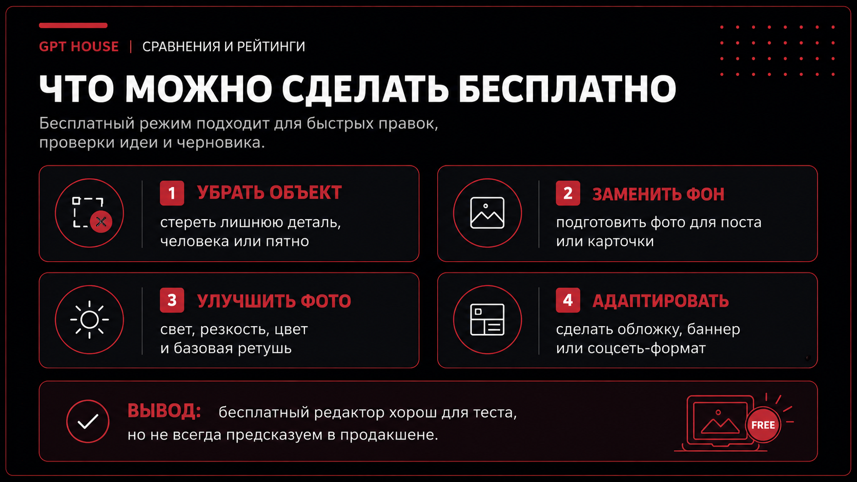 Список задач, которые можно решить бесплатным AI-редактором фото