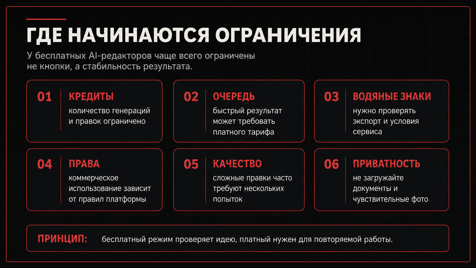 Ограничения бесплатных нейросетей для редактирования фото