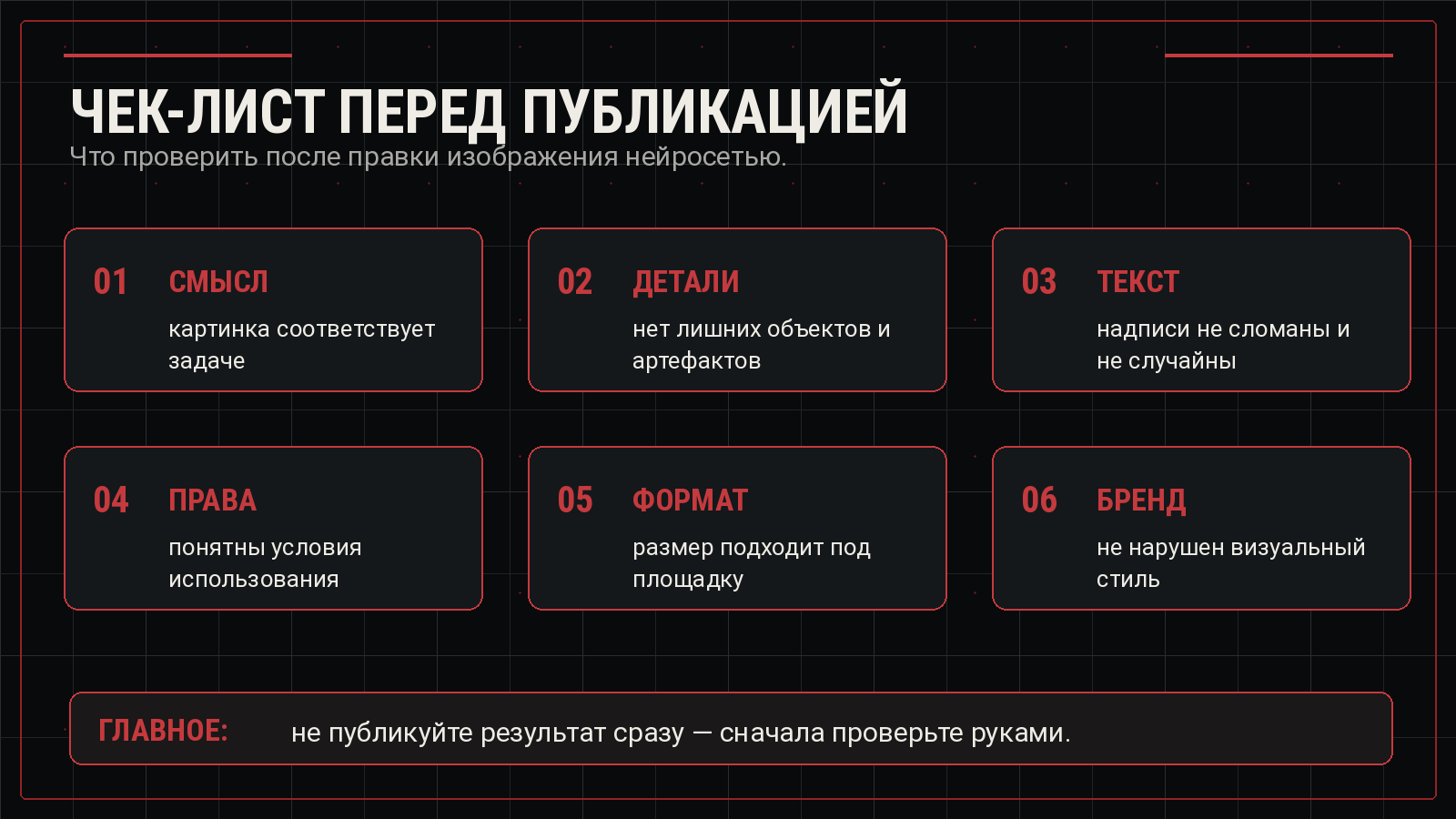 Чек-лист проверки изображения перед публикацией