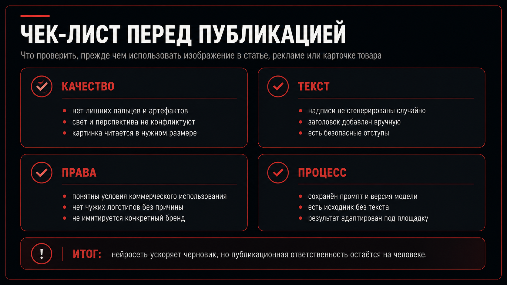 Чек-лист проверки изображения перед публикацией