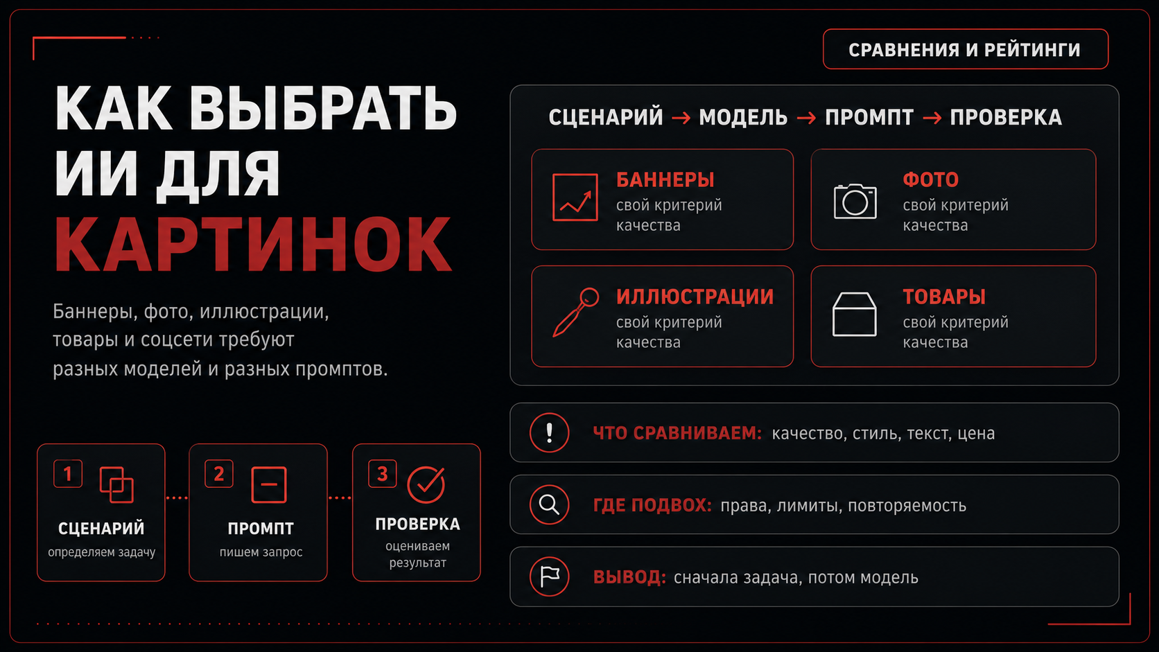 Дашборд выбора нейросети для генерации изображений под баннеры, фото и иллюстрации
