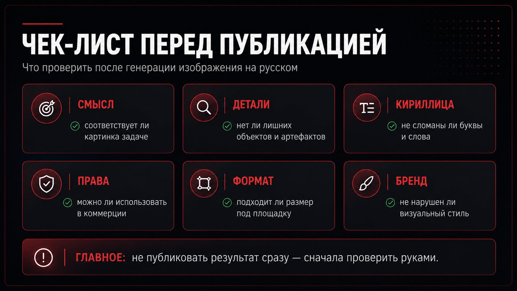 Чек-лист проверки изображения перед публикацией