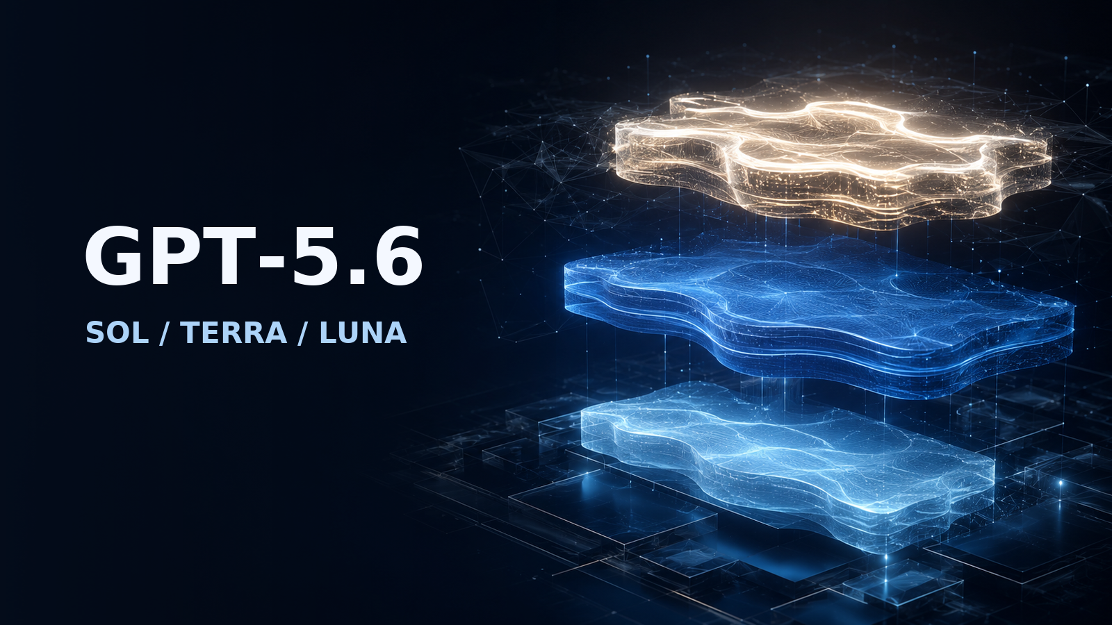 Обложка статьи о GPT‑5.6 с тремя уровнями моделей Sol, Terra и Luna