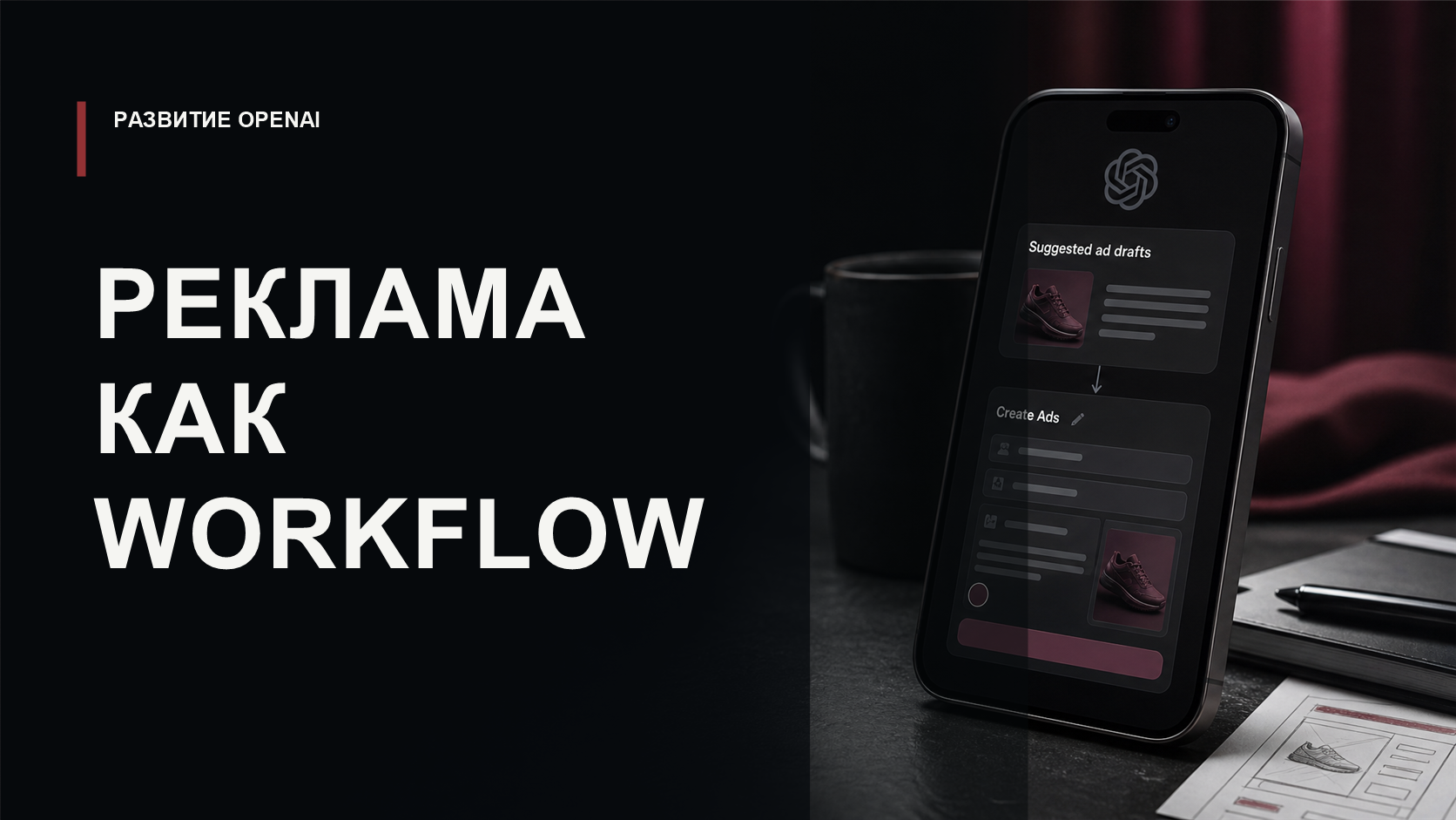 Обложка статьи о функции Suggested ad drafts и рекламном workflow ChatGPT Ads