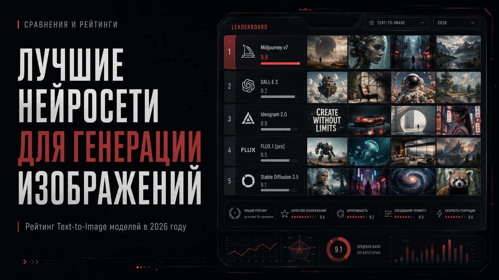 Рейтинг нейросетей для генерации изображений с дашбордом Text-to-Image моделей