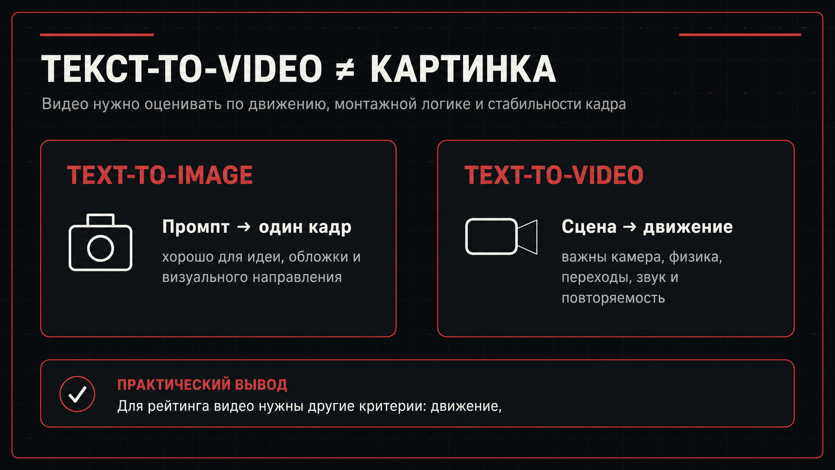Инфографика объясняет разницу между Text-to-Image и Text-to-Video