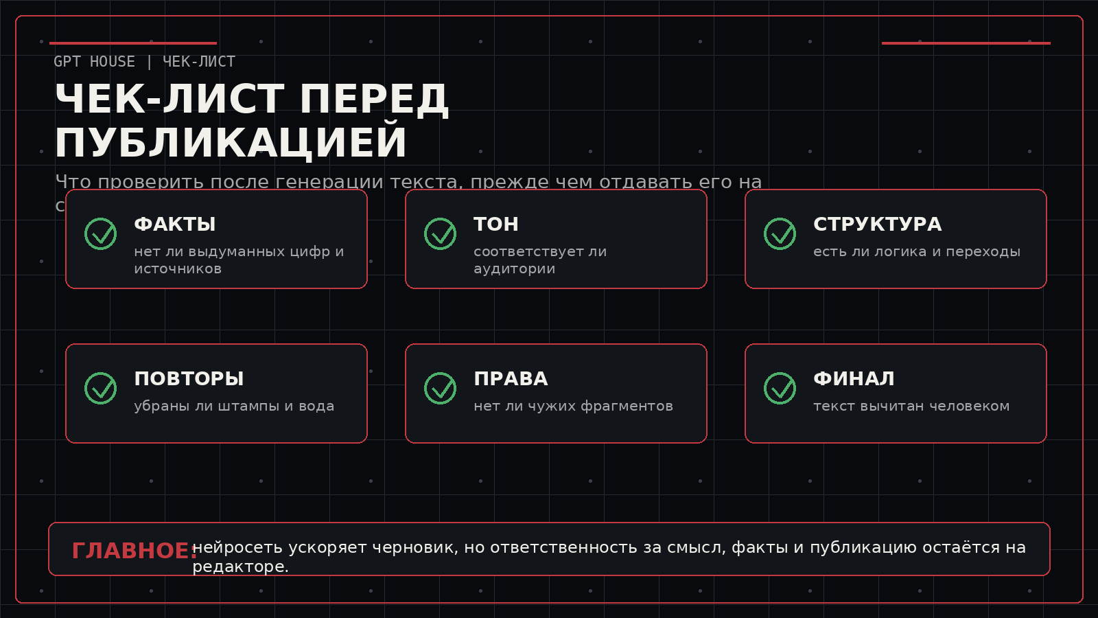 Чек-лист проверки текста перед публикацией