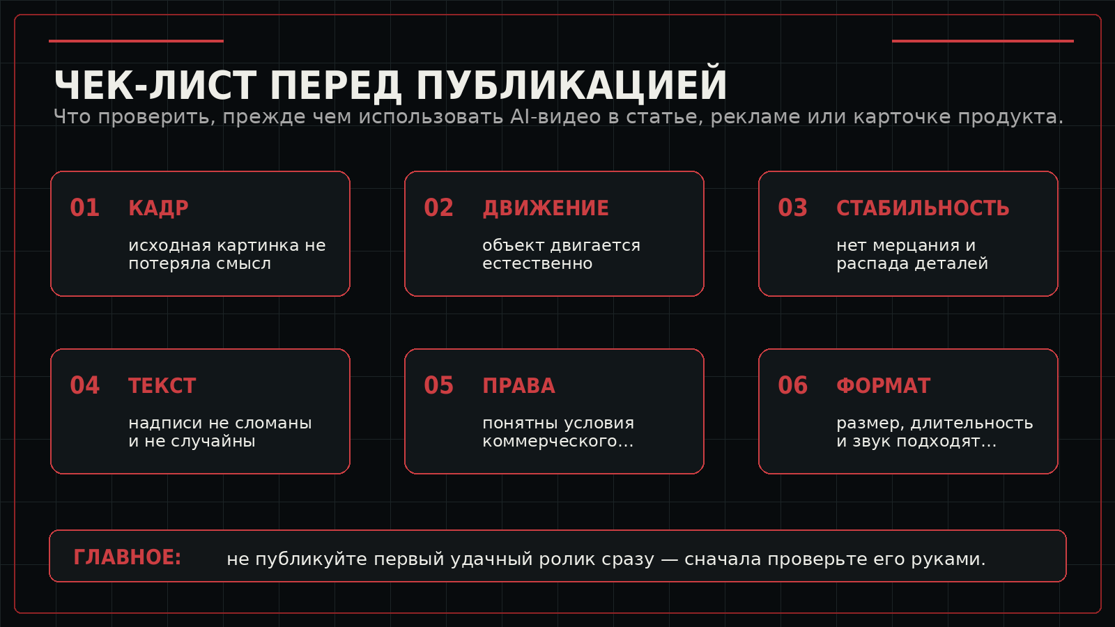 Чек-лист проверки AI-видео перед публикацией