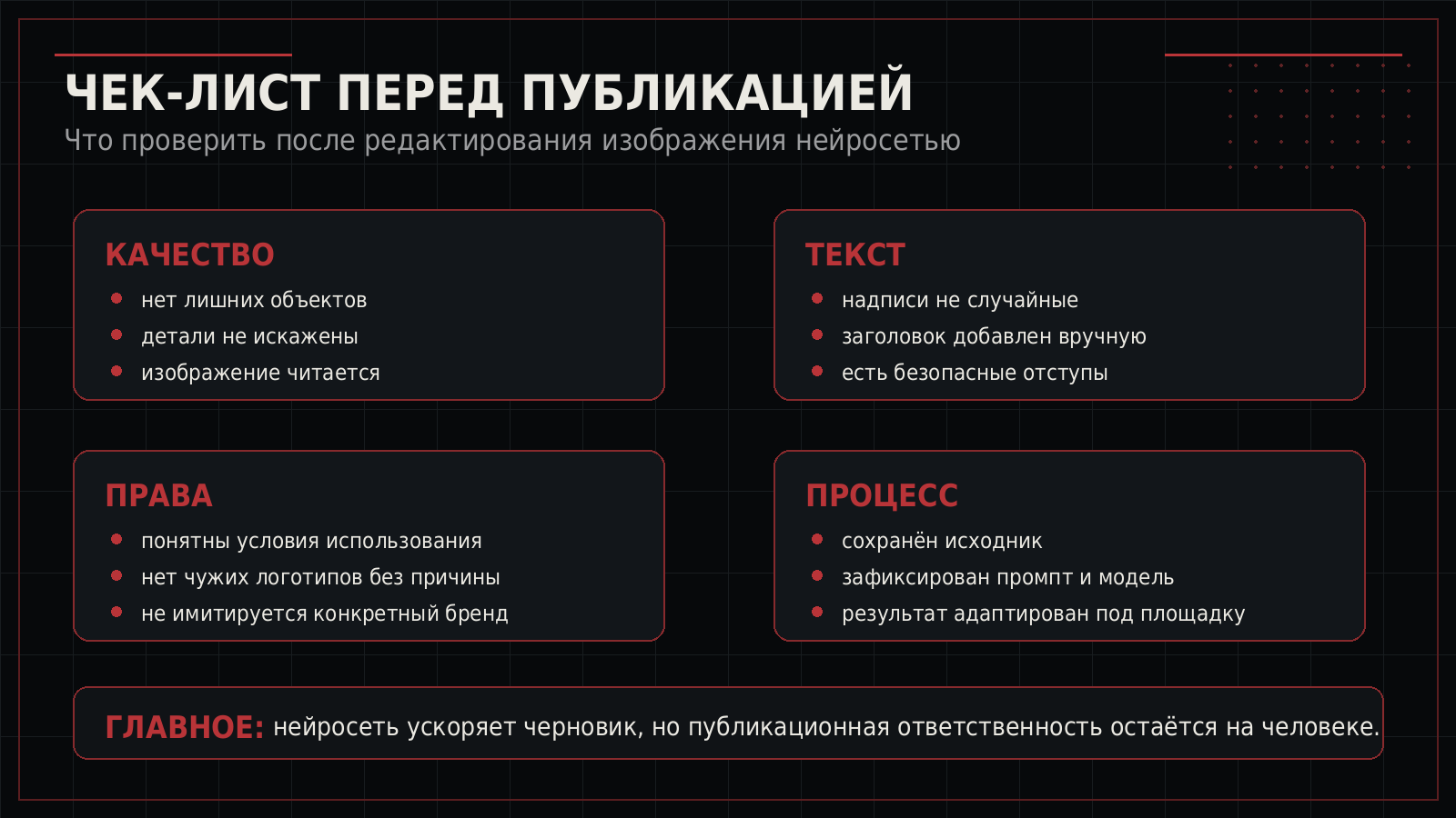 Чек-лист проверки изображения перед публикацией