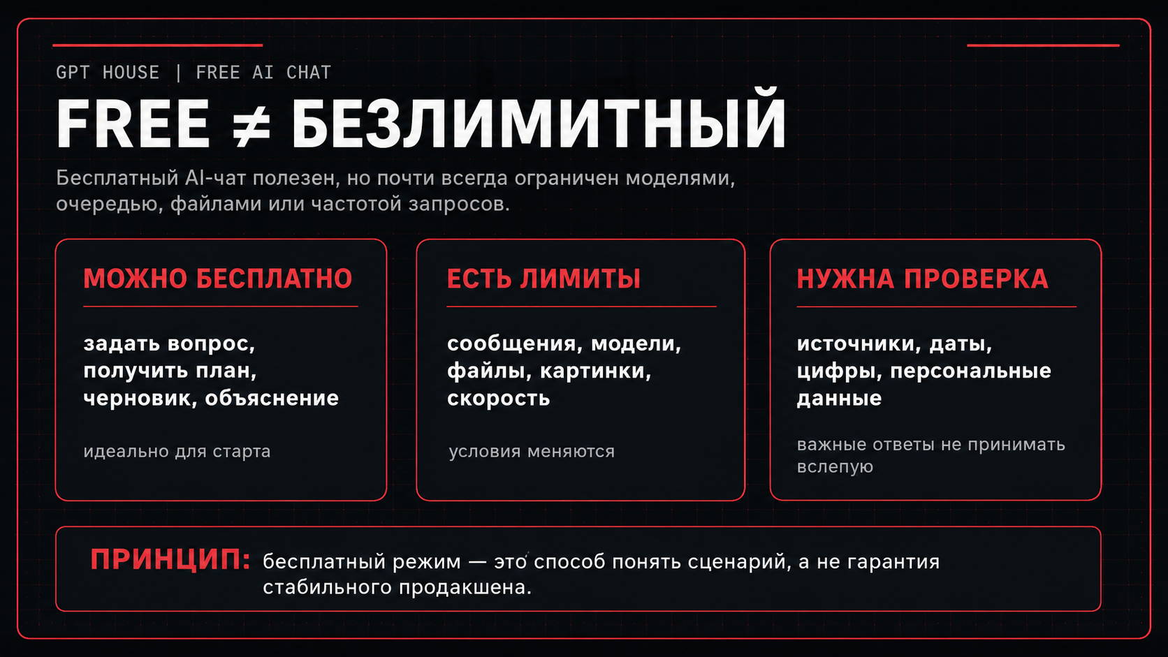 Инфографика о лимитах бесплатных AI-чатов