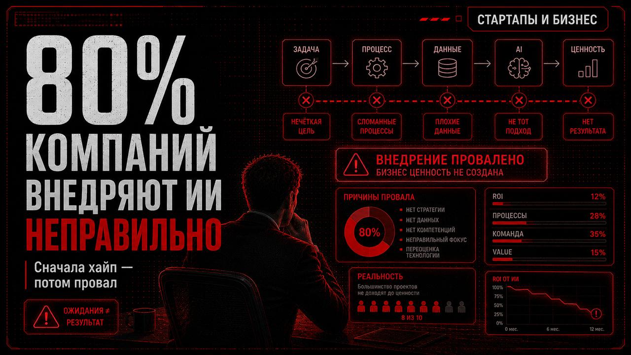 Схема внедрения ИИ в бизнесе от задачи к измеримому результату