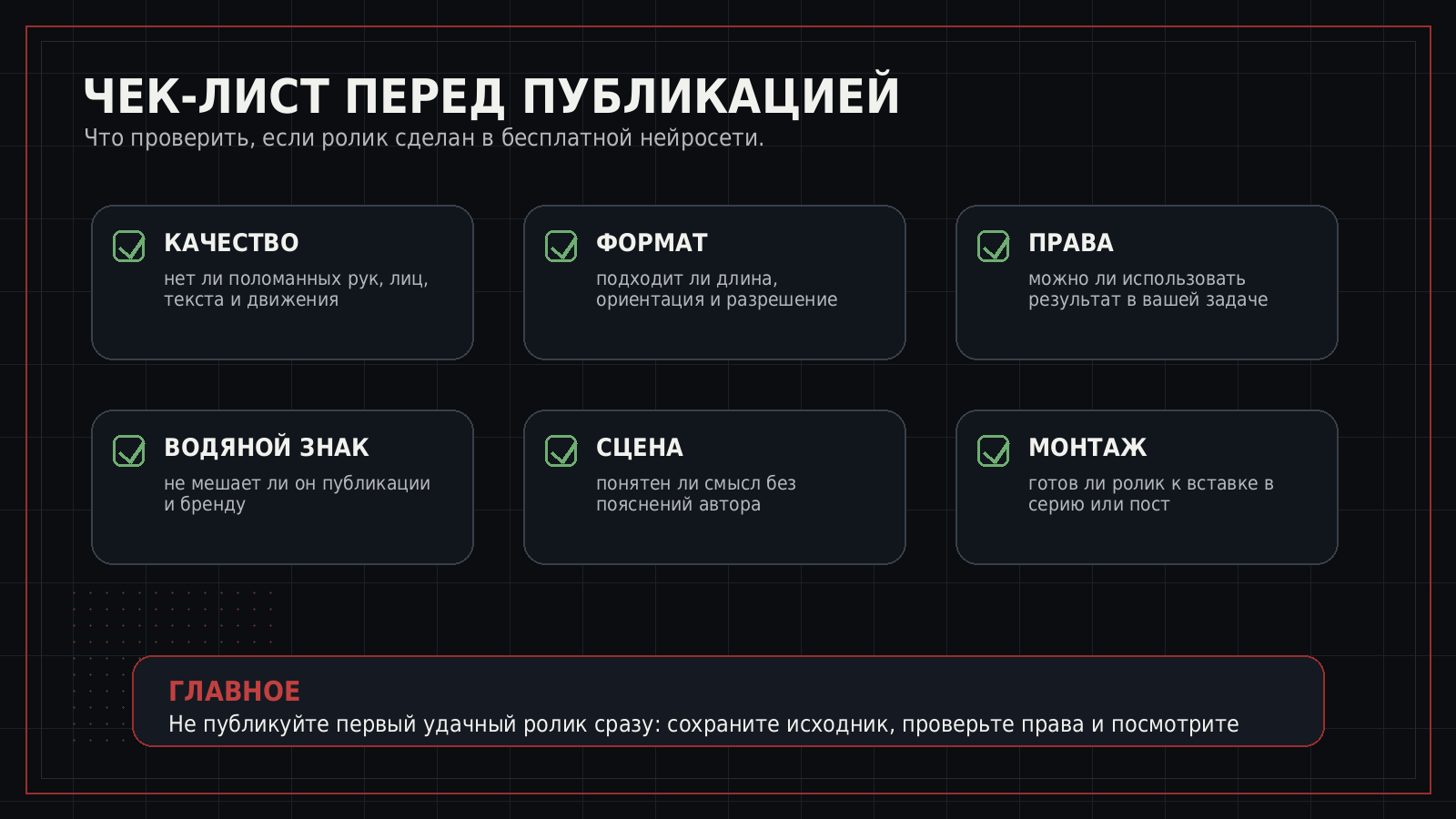 Чек-лист проверки AI-видео перед публикацией