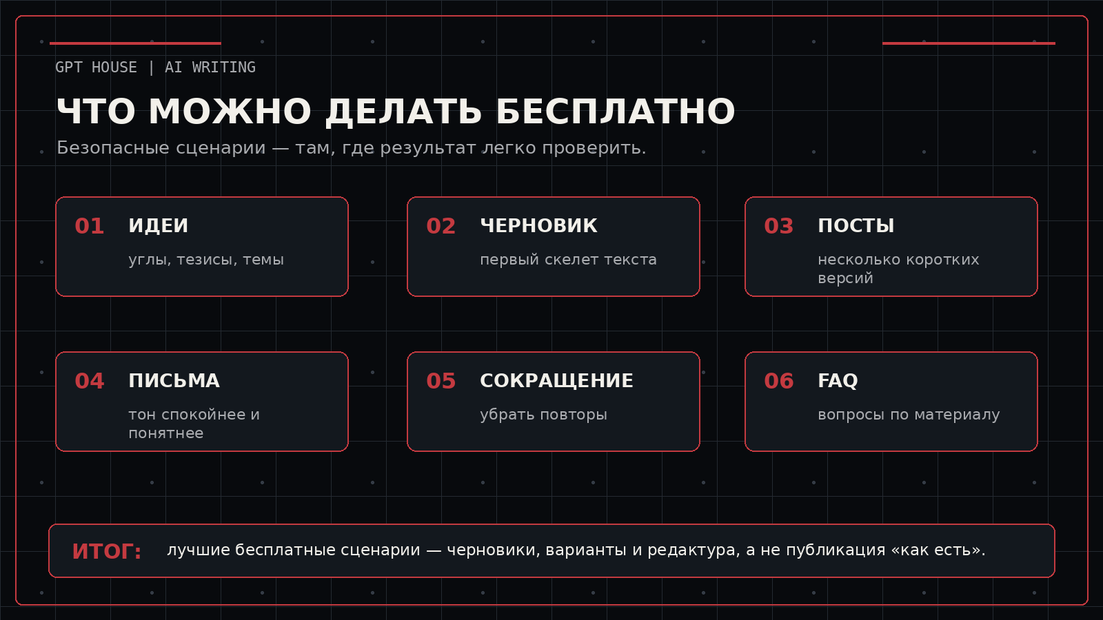 Список задач, которые можно делать бесплатно с нейросетью для текстов
